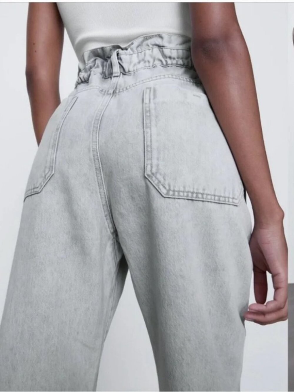 Zara Baggy Paper-bag Jeans Size 10 - Picture 2 of 13